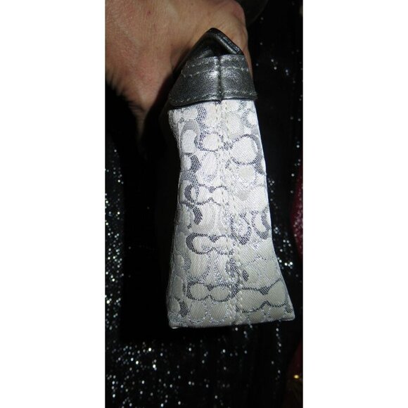 COACH Silver & Grey Signature Collection Canvas & Leather Mini Handbag New with - Picture 10 of 10